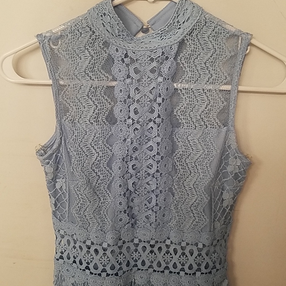 Blue lace detail dress